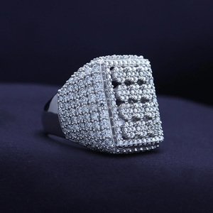 Round Cut Men's Hip Hop Style iced Out 925 Sterling Silver Rhodium Plated <b>Dome</b> Cluster Wedding <b>Ring</b> Engagement Anniversary Gift - Product Image 4