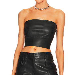 Haut court en cuir pour femme à manches longues avec logo personnalisé, prix de gros, fabriqué au Pakistan pour la vente en ligne - Product Image 2