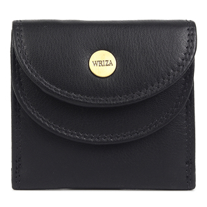 WRIZA Genuine Leather <b>Wallet</b> for Men | Textured Black Compact Open Closure <b>RFID</b> <b>Blocking</b> Purse with Card Slots & Coin Pocket - Product Image 1