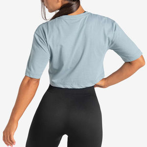 Camiseta Corta de Moda Urbana para Mujer, de Secado Rápido, Cuello Redondo, Color Sólido, Top Corto Popular para Mujer, Baby Tee - Product Image 2