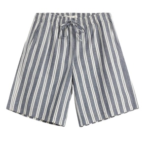 100% coton rayé chaud Shorts taille haute respirant tricoté toile cordon fermeture Style décontracté mi OEM Service disponible - Product Image 1