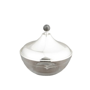 Cuencos redondos para servir frutas, gran oferta, tazón grande para mezclar, tazón de metal para servir con tapa de vidrio, caja de fruta seca Khajoor Pot - Product Image 4