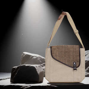 Premium Burlap Jute Messenger Bag with Multiple Compartments <b>Adjustable</b> Strap Crossbody Bag for Office and Business Use - Product Image 6