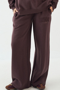 Pantalones de chándal anchos de chocolate para mujer, de corte holgado, cintura alta, pierna recta, cómodos y a la moda - Product Image 1