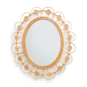 Decorative oval-<b>framed</b> <b>mirrors</b> leaf design rattan cane wall mounted <b>mirror</b> great deal for sale - Product Image 3