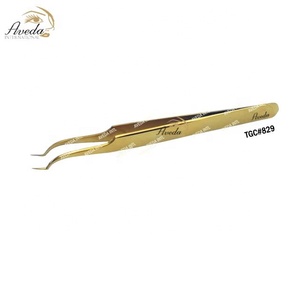 Pinzas para pestañas postizas de acero inoxidable, de alta calidad, de titanio y oro, marca privada, NQLASH - Product Image 1