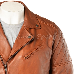 Online Best Sale Full Sleeve Autumn Fashion Designed with Solid Pattern Polyester Lining Real <b>Leather</b> <b>Jacket</b> - Product Image 3