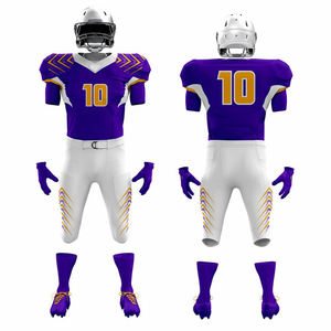 Custom American Football Uniform Purple <b>White</b> Sublimated Jersey Pants Gloves <b>Socks</b> Set <b>Men</b> Adult All Seasons Moisture Wicking - Product Image 6