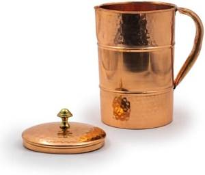 Vintage Copper Water Pitcher Jug with <b>Lid</b> Large Capacity Eco-Friendly Handmade Drinking <b>Pot</b> for Wedding Party Use Durable Design - Product Image 4