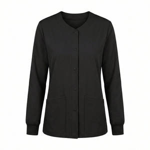 Blouse de travail personnalisable pour salons de beauté et spas, tailles et couleurs variées, avec fermeture à boutons-pression, col rond, manches longues, manteau de réchauffement, vente en gros - Product Image 5