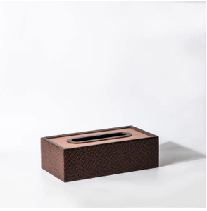 Luxury Brown Leather Tissue <b>Box</b> <b>with</b> Gold Metal <b>Lid</b> <b>Decorative</b> Rectangle Napkin Holder <b>with</b> Horsebit Buckle for Home Hotel - Product Image 6