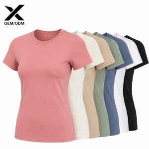 เสื้อยืดคอกลมคลาสสิกสำหรับผู้หญิง X รุ่นแขนสั้น สีพื้น ทรงปกติ ผ้าฝ้ายเจอร์ซีย์ 100% เสื้อยืดลำลอง มีหลายขนาดให้เลือก - Product Image 1