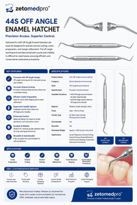 เครื่องมือทันตกรรมแบบมือถือ รุ่น Premium Dental 44S Off Angle Enamel Hatchet ผลิตจากเหล็กกล้าไร้สนิมเกรดทางการแพทย์ สำหรับงานบูรณะฟันอย่างแม่นยำ - Product Image 2