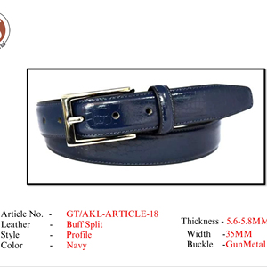Ceinture en cuir de haute qualité FHS BP006 pour hommes, vente en gros, en cuir croûte, formelle, épaisseur 5,8 mm, boucle finition bronze. - Product Image 2