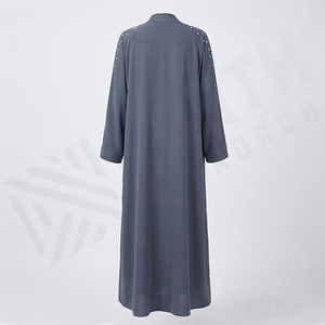 2025 OEM Kimono Abaya pour femmes musulmanes, en tissu polyester épais, doux et très extensible, col en V, manches longues, pour fêtes, Ramadan, mariages - Product Image 2