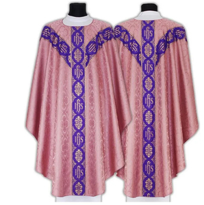 Tunica Sacerdotale da Chiesa, Veste Ricamata a Maniche Lunghe con Blocchi di Colore, Camicia a Rete Traforata di Media Lunghezza - Product Image 5