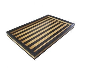 Plateau de service rectangulaire en bois avec motif floral, design traditionnel chinois fait main, ensemble de plats de service décoratifs - Product Image 2
