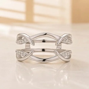 925 Moissanite Diamond Studded <b>Infinity</b> Twist Wedding Band in Sterling Silver Wedding & Engagement Ring for Women's. - Product Image 6