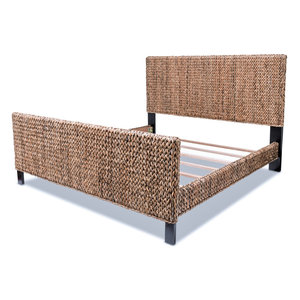 Cama de mimbre/ratán tejido a mano con marco de madera natural - Product Image 2