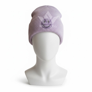Lavender Ribbed <b>Knit</b> <b>Beanie</b> Unisex Adult Casual Winter Hat 56-58CM Solid Color Acrylic Cuffed Style - Product Image 2