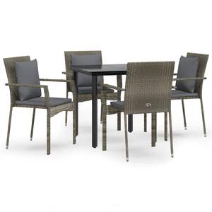 Conjunto de Comedor Modular para Jardín de Ratán PE Negro y Gris - Product Image 2