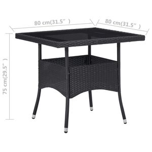 Tavolo da Pranzo in Rattan PE Nero con Struttura in Acciaio e Piano in Vetro Temperato, Arredamento Elegante per Esterni - Product Image 4