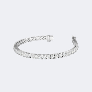 7.65 CTW <b>Gold</b> Plated Lab Grown Round Prong-<b>Set</b> Diamond IGI Certified Tennis Bracelet - Product Image 3