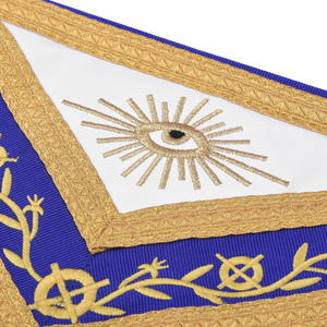 Tablier de Maître Ancien de Loge Bleue Maçonnique, Meilleures Ventes, avec Franges en Tresse Dorée et Broderie Dorée - Fournisseur de Regalia - Product Image 5