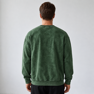 Sweat-shirt à col rond pour homme, coupe classique, 100% coton tricoté, couleur unie, décontracté, style automne - Product Image 4
