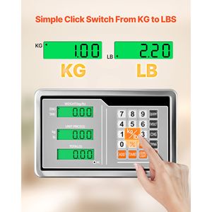 Bilancia Digitale da Pavimento con Capacità 100 kg, Precisione 0,04 kg, Funzione Tara, Calcolatore Prezzi, Materiale in Acciaio - Product Image 3