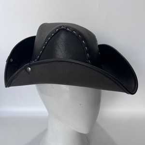 Chapeau de cowboy en cuir unisexe, style western, cousu à la main, réglable 56-58 cm, chapeau décontracté pour adultes, toutes saisons - Product Image 5