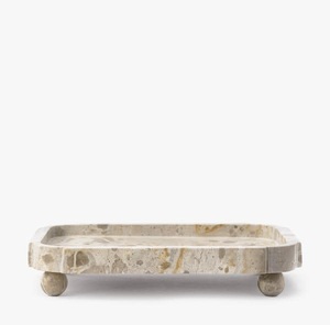 Plateau décoratif en pierre naturelle à bords cannelés, organisateur de luxe pour vanité, support rectangulaire pour bijoux et parfums, décoration de table - Product Image 6