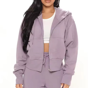 Vente en gros de sweats à capuche zippés pour femmes en polaire brossée, vêtements d'extérieur pour femmes, faible MOQ - Product Image 3