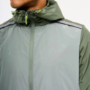 <b>Men's</b> Hooded Lightweight Waterproof Windproof Sport <b>Jacket</b> Shorts Set Solid Color Full Sleeve Zipper Closure <b>Summer</b> Wear - Product Image 3
