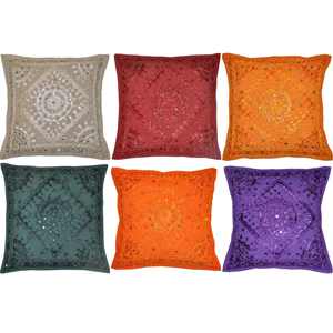 Luxury Geometric Embroidery <b>Cushion</b> <b>Cover</b> with Mirror Work Decorative <b>Cushion</b> Case for Hotels Villas and Luxury Home Decoration - Product Image 2