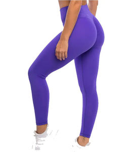 Leggings de yoga taille haute pour femmes, personnalisables avec logo, vente en gros, avec coutures, extensibles, respirants, unis, pour la gym et le fitness - Product Image 1