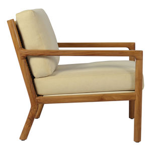 Fauteuil lounge en teck massif avec coussin rembourré doux, imperméable et écologique, conçu pour le confort du salon contemporain - Product Image 3