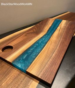 Handmade Wooden Resin Cutting Board for Kitchen <b>Essentials</b> Smooth Edge Wooden Epoxy Kitchen Board for Food Preparation - Product Image 3