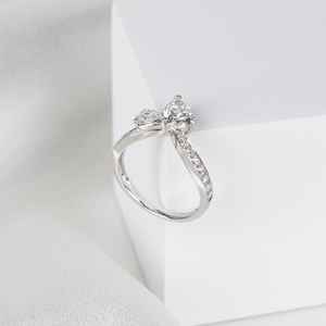 Anillo Toi Moi de Plata 925 Original con Doble Corte de Moissanita en Forma de Pera para Mujer, Regalo de Aniversario para Novia - Product Image 4