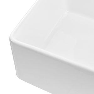Lavello da Cucina Bianco Stile Rustico 33.5x20 Pollici con Grembialino Frontale, Vasca Singola Quadrata in Argilla Refrattaria, Installazione Sottopiano, Workstation con Opzioni Multiple di Alimentazione CA - Product Image 6