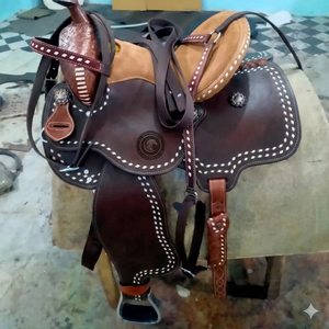 Selle de cheval en cuir brun de qualité supérieure, style anglais, style western, avec taille personnalisée - Nouvelle collection de designers - Product Image 5