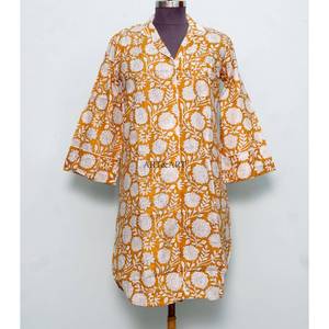 Vestido hecho a mano para mujeres y niñas, camisa india de algodón con estampado floral, camisón largo, maxi, suave y cómodo, ideal para novias, venta al por mayor. - Product Image 4