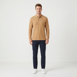 Polo blanc uni à manches longues pour homme – Personnalisable, décontracté, pour usage quotidien – Vente en gros fabricant - Product Image 5