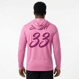 Camiseta de baloncesto rosa personalizada – Sudadera con capucha de manga larga para equipo, nombre y número del equipo personalizados - Product Image 2