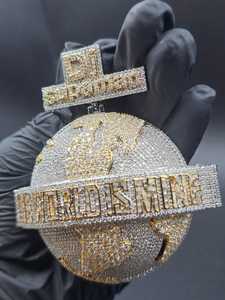 Colgante Personalizado de Lujo con Moissanita Certificada, Estilo Rapper Bling, Totalmente Cubierto de Diamantes, Chapado en Oro sobre Plata 925, Colgante Hip Hop con Nombre/Letra Personalizada - Product Image 5