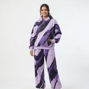 Ensemble de survêtement ample à capuche pour femme, coupe décontractée, épaules tombantes, pantalon et sweat à capuche, tenue décontractée d'hiver, survêtement oversize - Product Image 1