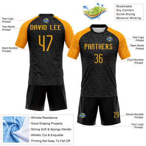 Personaliza el Uniforme de Voleibol Sublimado con el Logotipo de tu Equipo, Diseño Animal Print en Negro y Dorado, Ropa Deportiva Resistente con Costuras Reforzadas para Equipos Masculinos - Product Image 3