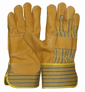 Guantes de Trabajo de Cuero con Puño Amarillo a Rayas, Muñequera Elástica, para Uso en Exteriores, Estilo Primavera-Otoño - Product Image 5