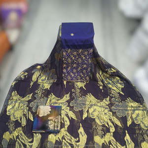 Ensemble complet de luxe noir et or Fransawi Dirac imprimé floral avec panneau brodé pour tenue de fête de mariage somalienne - Product Image 4