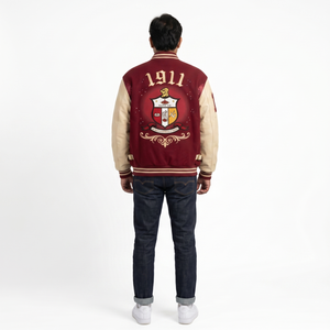Blouson universitaire personnalisé en laine métonnée épaisse pour homme, manches en cuir véritable, coupe oversize, style streetwear universitaire, chenille - Product Image 2